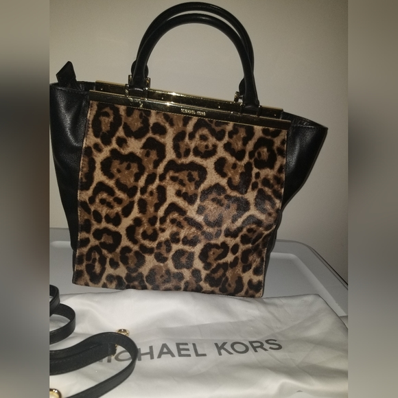 ❌ Sold ❌ Michael Kors Lana Leopard Print Haircalf Leather Bag - Picture 2 of 10